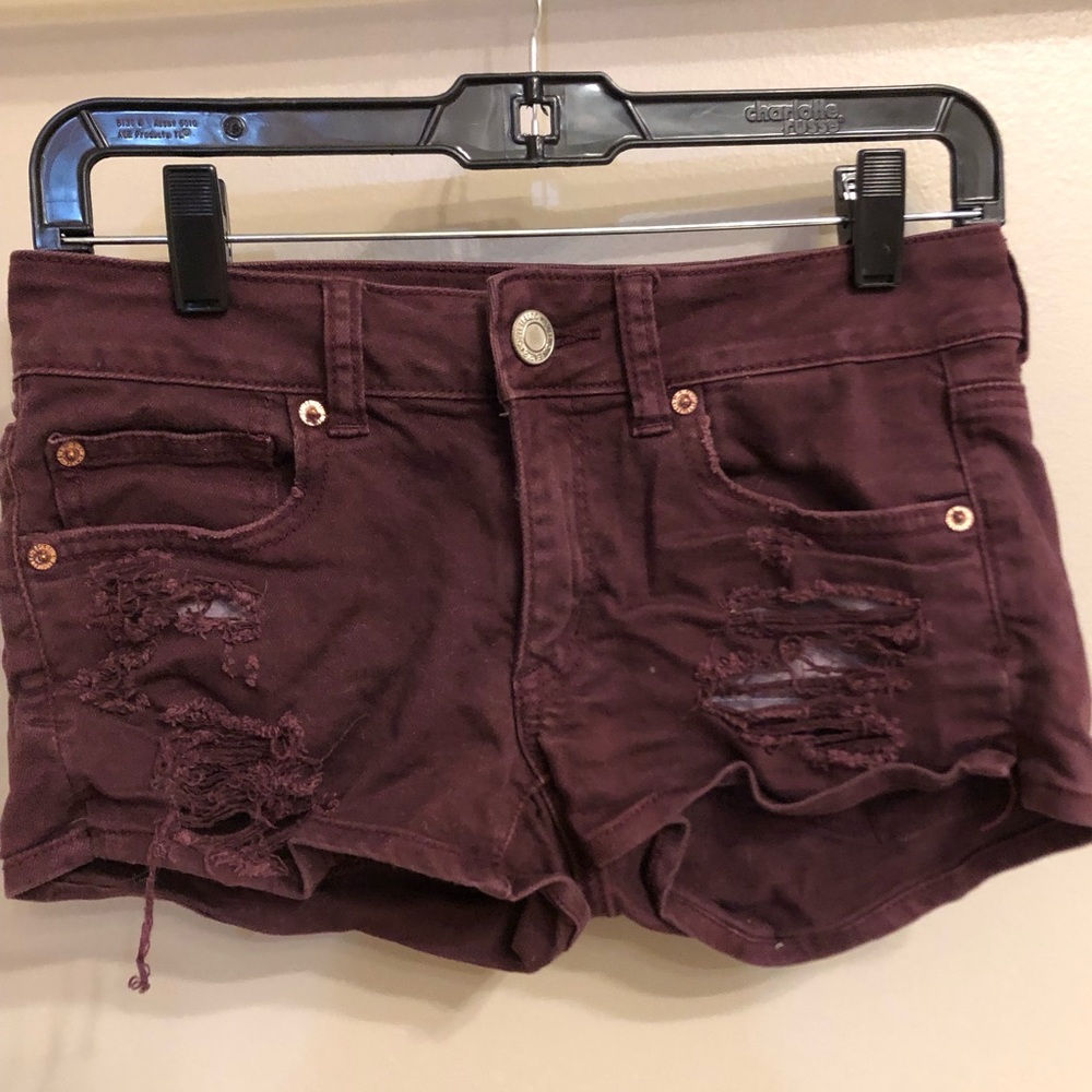 American Eagle Maroon Jean Shorts